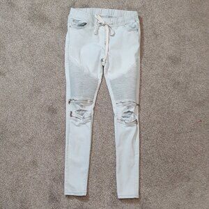 Women's AMERICAN BAZI Pull-On Skinny Jeans; Mid-Rise; Distressed; Size M